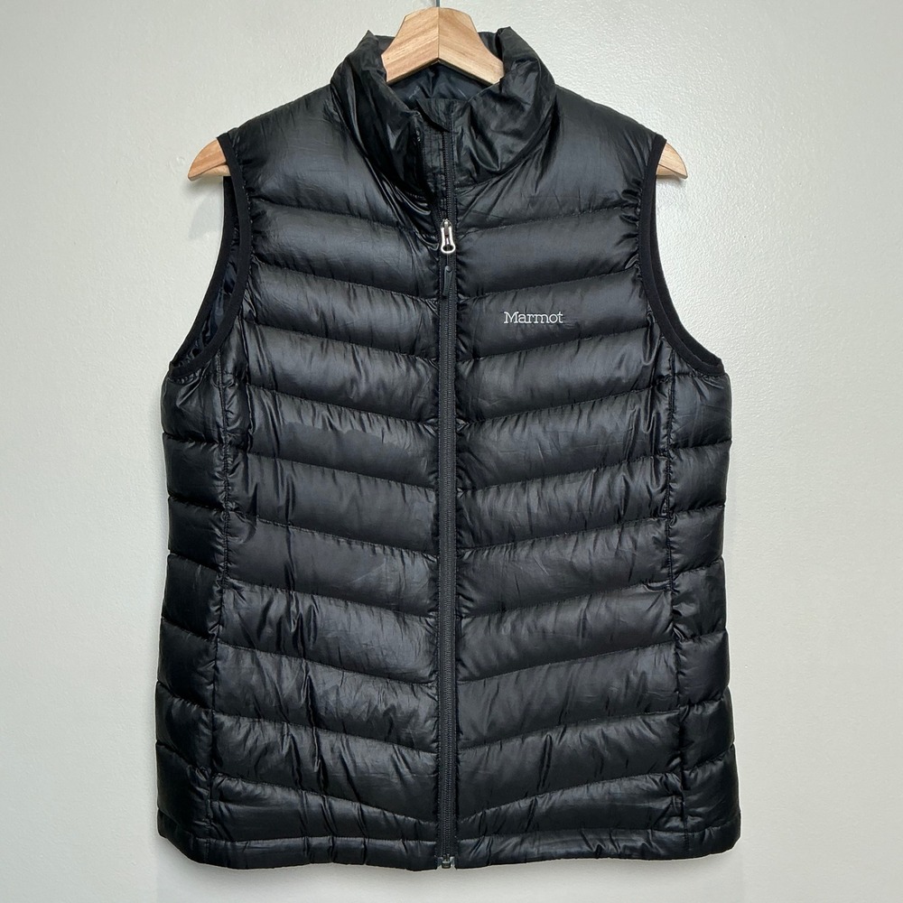 Marmot Jena Goose Down Puffer Vest Women's Large Black Insulated Quilted